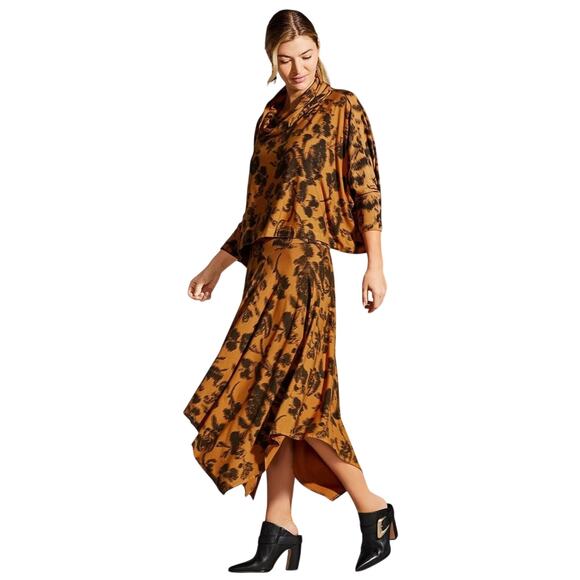 Bryn Walker Jersey Floral Wide Waistband A-Line Hem Pull-On Skirt XXS - Picture 2 of 6